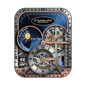 STÜHRLING (Rashid)-斯图林炫酷蓝星空星辰金机械表盘.clock