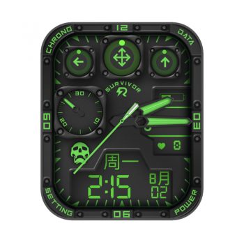 SURVIVOR 绿色机械RL骷髅头表盘.clock