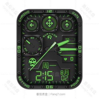 SURVIVOR 绿色机械RL骷髅头表盘.clock