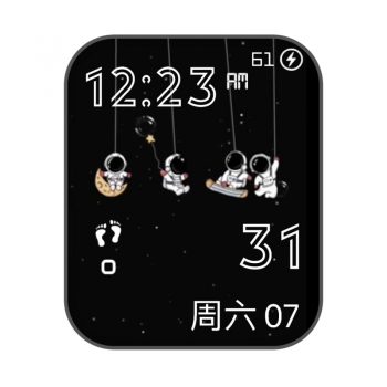 迷你太空人黑色可爱萌系网红表盘.clock