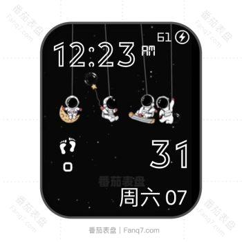 迷你太空人黑色可爱萌系网红表盘.clock