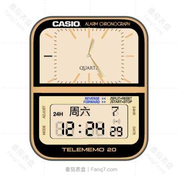 CasioDualClockGold(tiger)卡西欧淡黄复古表盘.clock