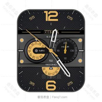 Diesel24HourDual迪赛酷黑点状橙色表盘.clock