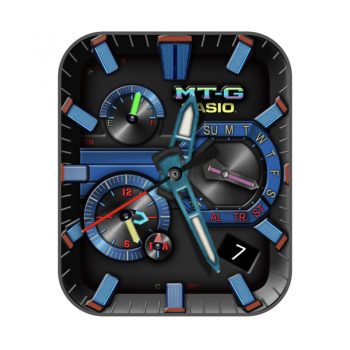 卡西欧MT-G CASIO 炫酷蓝黑多彩机械表盘.clcok