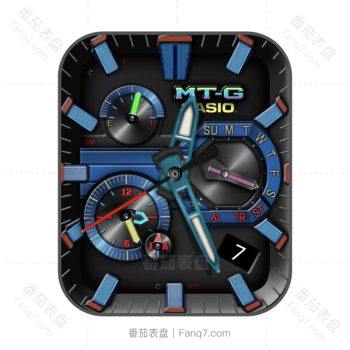 卡西欧MT-G CASIO 炫酷蓝黑多彩机械表盘.clcok