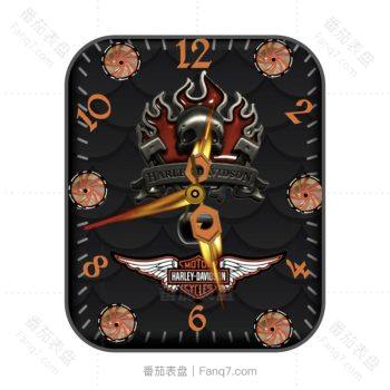 Ricks-Harley 哈雷炫酷黑橙骷髅表盘.clock