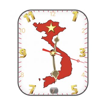 Rickviet中国红图五星越南地图简约白表盘.clock
