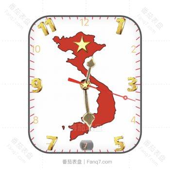 Rickviet中国红图五星越南地图简约白表盘.clock