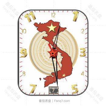 Rickviet五星中圈越南地图简约白表盘.clock