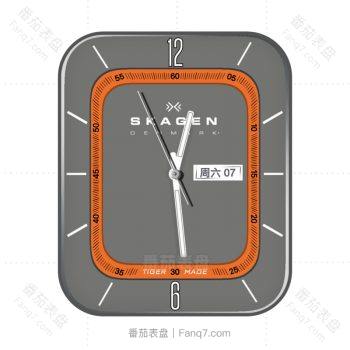 Skagen诗格恩简约灰橙简约表盘.clock