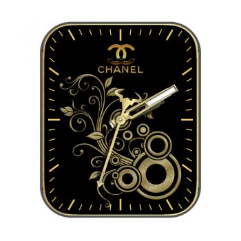 香奈儿CHANEl黑金线描花朵轻奢表盘.clock