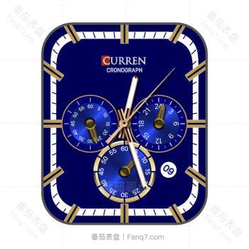 CurrenCronograph卡瑞恩深蓝色简约表盘.clock