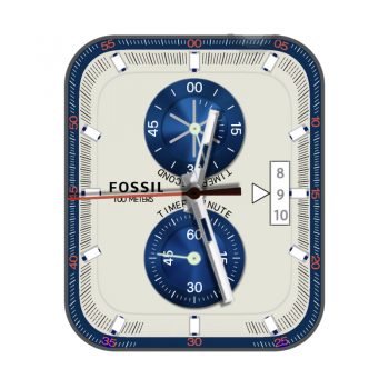 FossilBeige化石简约珍珠白带蓝表盘.clock
