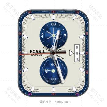 FossilBeige化石简约珍珠白带蓝表盘.clock
