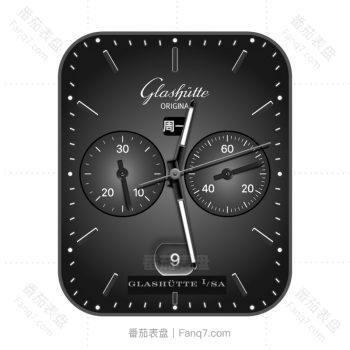 GlashutteGray格拉苏蒂黑色简约表盘.clock
