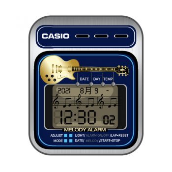CasioMelody卡西欧复古吉他灰蓝机械表盘.clock