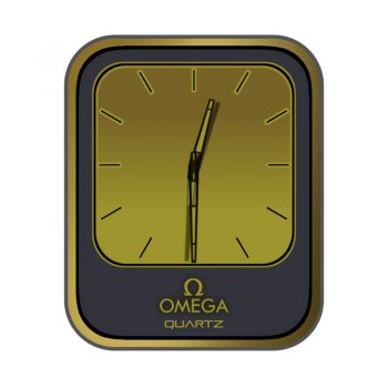 OMEGA 欧米茄简约黑黄表盘.clock