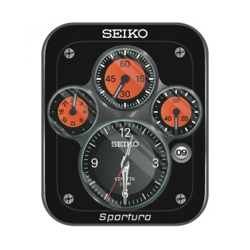 SeicoKinetik黑橙机械表盘.clock