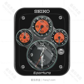 SeicoKinetik黑橙机械表盘.clock