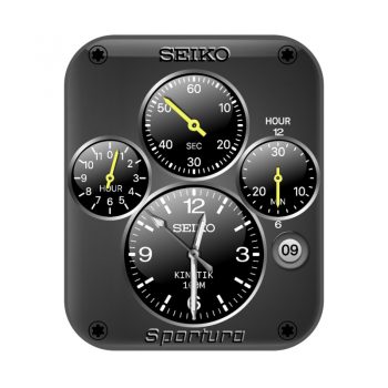 SeicoSilverKinetik黑白机械表盘.clock