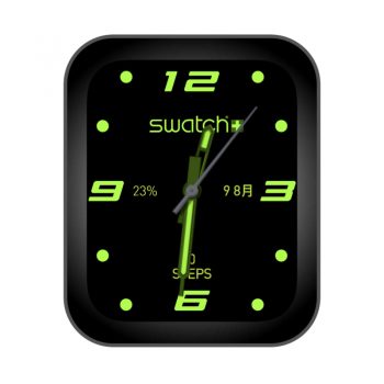 Swatch斯沃琪黑绿简约机械表盘.clock
