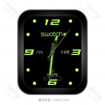 Swatch斯沃琪黑绿简约机械表盘.clock