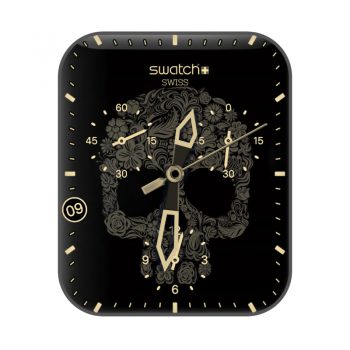 Swatch斯沃琪黑金骷髅小花表盘.clock