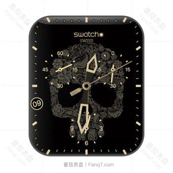 Swatch斯沃琪黑金骷髅小花表盘.clock