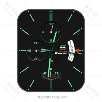 Swatch斯沃琪黑绿简约表盘.clock