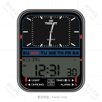 TISSOT天梭黑色复古卡西欧风表盘.clock