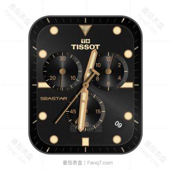 TISSOT天梭黑金机械表盘.clock