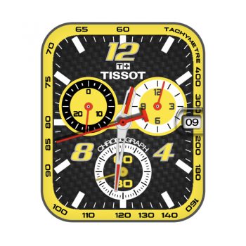 TISSOT天梭黑黄机械表盘.clock