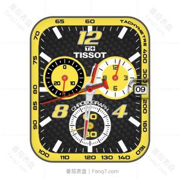 TISSOT天梭黑黄机械表盘.clock