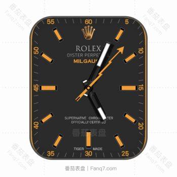 劳力士ROLEX炫酷黑橙个性潮流表盘.clock