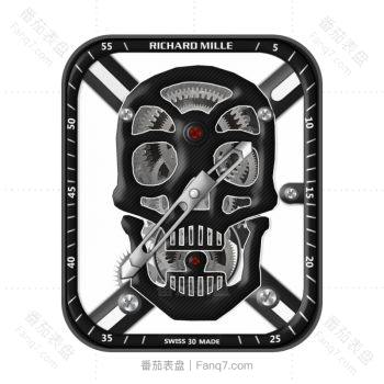 理查德米尔RICHARD MILLE白色底黑色骷髅表盘.clock