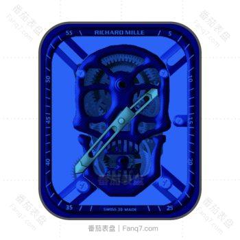理查德米尔RICHARD MILLE蓝色骷髅炫酷表盘.clock