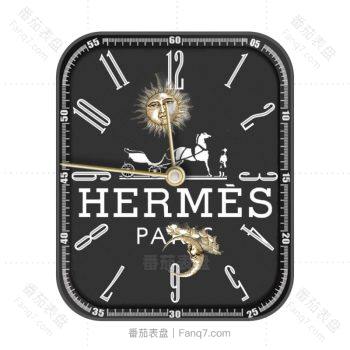 爱马仕Hermes黑色太阳指针表盘.clock