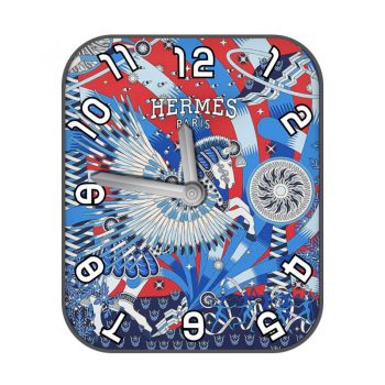 爱马仕Hermes蓝红多彩艺术画风表盘.clock