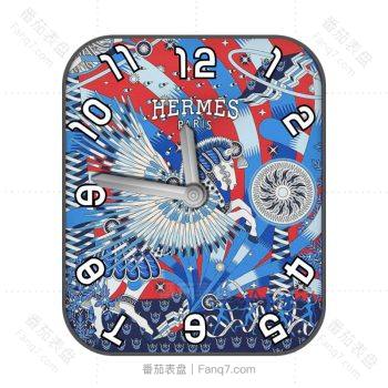 爱马仕Hermes蓝红多彩艺术画风表盘.clock