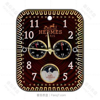 爱马仕Hermes黄金外圈月亮三盘表盘.clock