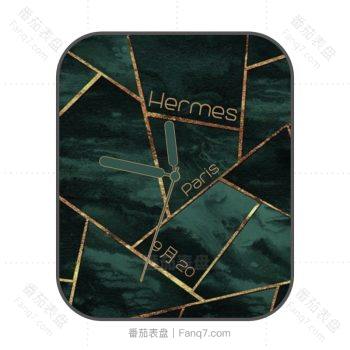 爱马仕Hermes高级墨绿金边表盘.clock