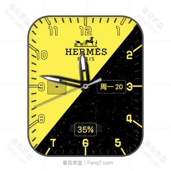 爱马仕Hermes黑黄双拼星空动态表盘.clock
