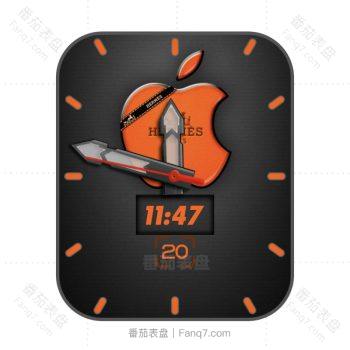 爱马仕Hermes苹果apple联名橙黑表盘.clock