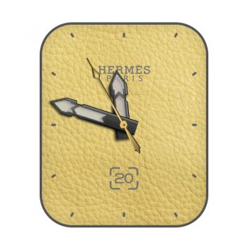 爱马仕Hermes黄色牛皮纹理简约表盘.clock