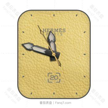 爱马仕Hermes黄色牛皮纹理简约表盘.clock