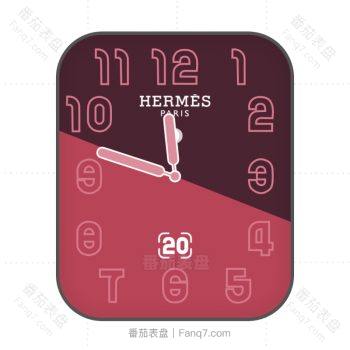 爱马仕Hermes玫瑰红拼接暗红色双拼表盘.clock