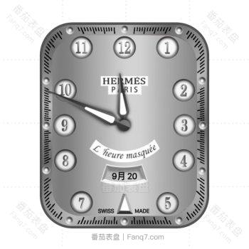 爱马仕Hermes银色机械表盘.clock