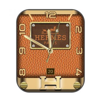 爱马仕Hermes橙色高级牛皮纹表盘.clock