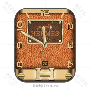 爱马仕Hermes橙色高级牛皮纹表盘.clock