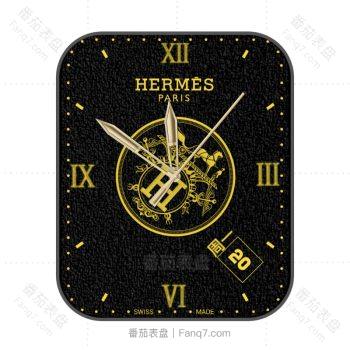 爱马仕Hermes黑金印花表盘.clock